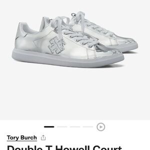 Tory Burch Metallic Silver Sneakers